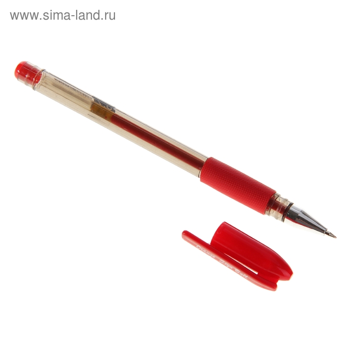 Ручка гелевая, 0.7 мм, красный стержень, тонированный корпус, с резиновым держателем - Фото 1