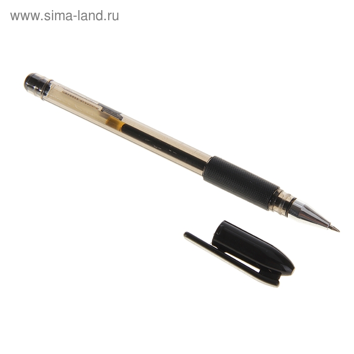 Ручка гелевая, 0.5 мм, чёрный стержень, тонированный корпус, с резиновым держателем - Фото 1