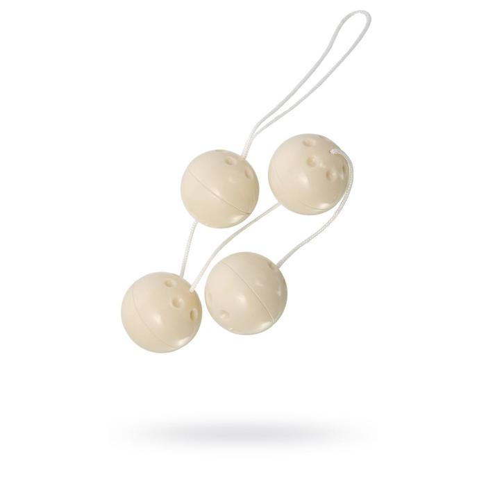 Вагинальные шарики Dream Toys на нитке, 4 шт., d=3,5 см, белые - Фото 1
