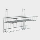 Полка на рейлинг с крючками Доляна, 29×10×17 см, хромированная - Фото 1