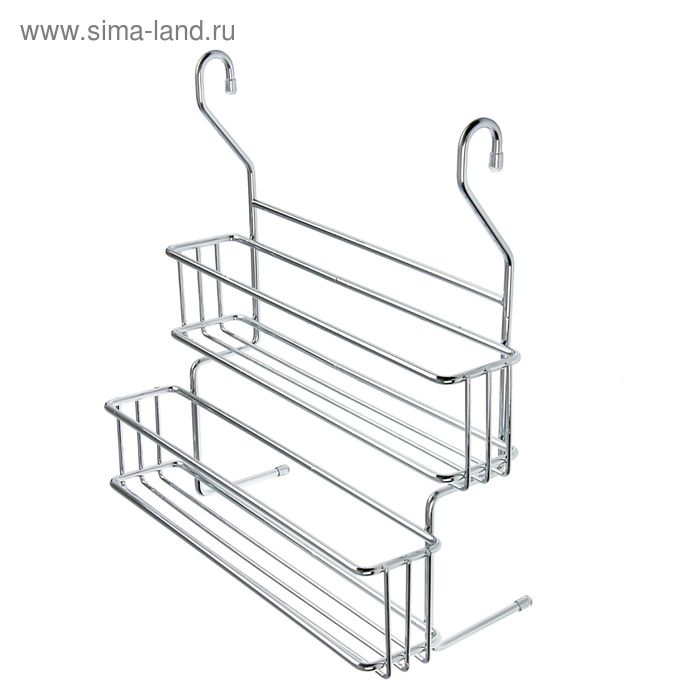 Полка на рейлинг 2х-ярусная Доляна, 28×13×29 см, цвет хром - Фото 1