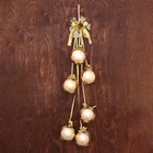 Украшение новогодние "Шарики на ленточках с мишурой" 80 см (6 шаров d-9 см ) золото - Фото 1