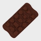Форма для конфет и шоколада Доляна «Мордашки», силикон, 21×10.5 см, 15 ячеек (2.5×2.3 см), коричневая - Фото 2