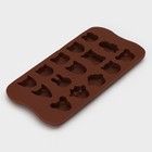 Форма для конфет и шоколада Доляна «Мордашки», силикон, 21×10.5 см, 15 ячеек (2.5×2.3 см), коричневая - Фото 4