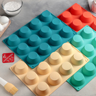 Форма силиконовая для выпечки Доляна «Круг. Риб», 26×35 см, 12 ячеек (d=7 см), цвет МИКС - Фото 6