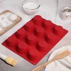 Форма силиконовая для выпечки Доляна «Круг. Риб», 26×35 см, 12 ячеек (d=7 см), цвет МИКС - Фото 4