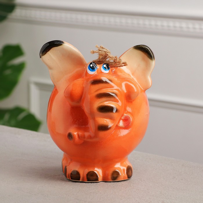 Копилка "Слон", оранжевый цвет, глазурь, 21 см, микс - Фото 1