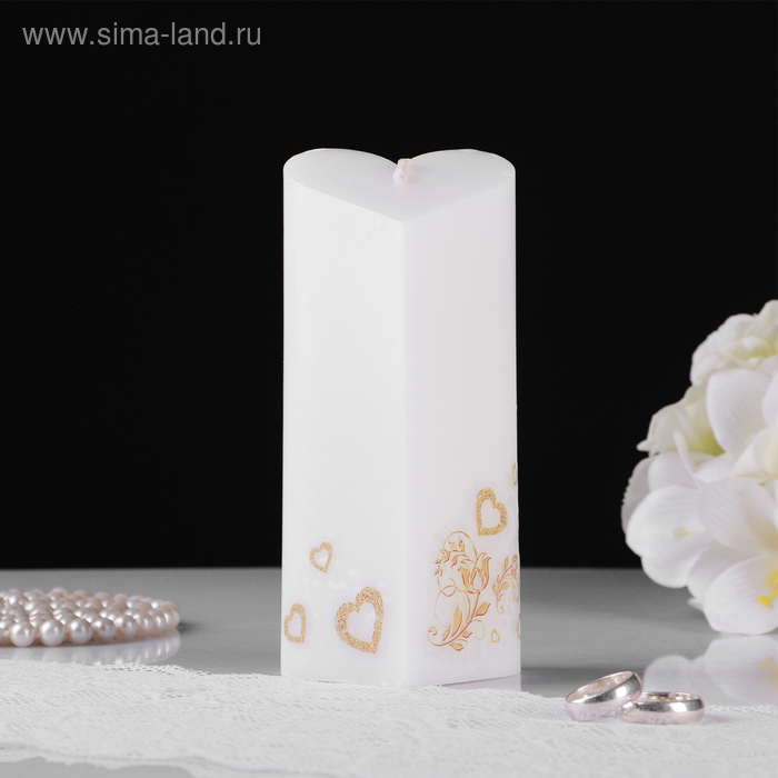 Свеча свадебная "Сердце", 6,8х15 см, белая, домашний очаг - Фото 1