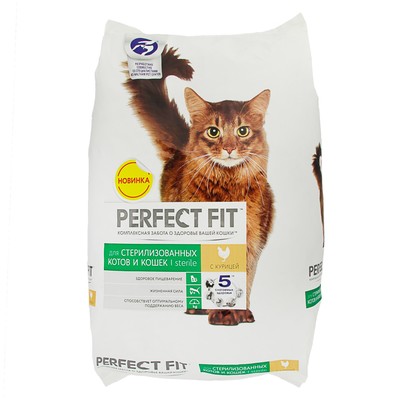 Сухой корм Perfect Fit для стерилизованных кошек, курица, 3 кг