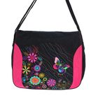 Сумка молодёжная на молнии "Карнавал", 1 отдел, 1 наружный карман, чёрный/розовый - Фото 1