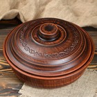 Сковорода "Дымленая", декор, красная глина, с крышкой, 2.5 л - Фото 1