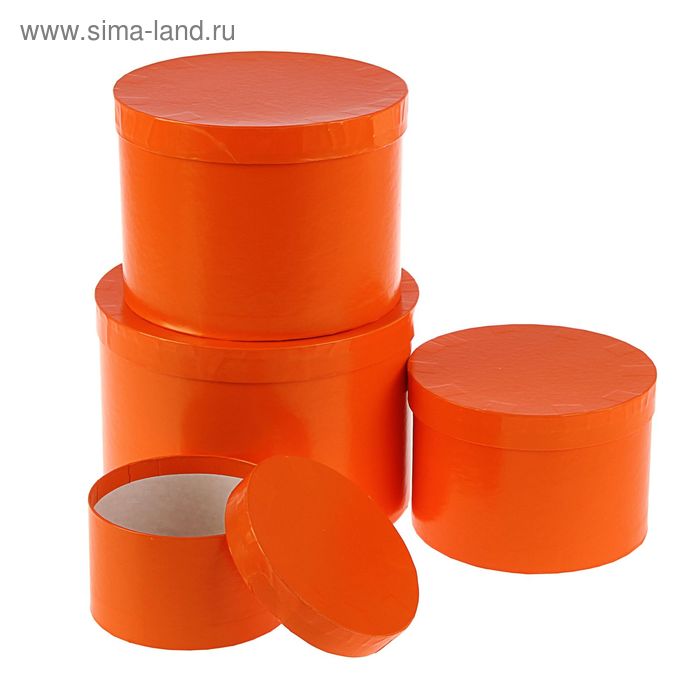 Набор коробок 4 в 1 "Оранжевый однотонный ", 23 х 23 х 16 - 13,5 х 13,5 х 8 см - Фото 1