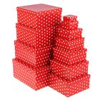 Набор коробок 11в1 "Горох красный", 25,5 х 25,5 х 13 - 5,5 х 5,5 х 2,5 см - Фото 1