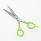 Ножницы парикмахерские с упором, лезвие — 7 см, цвет салатовый/серебристый - Фото 3