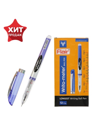 Ручка шариковая Flair Writo-Meter, синий стержень, игольчатый узел 0.6 мм (длина письма 10 км)
