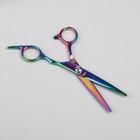 Ножницы парикмахерские с упором, загнутые кольца, лезвие 6 см, цвет «хамелеон» - Фото 2
