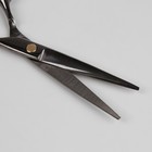 Ножницы парикмахерские с упором, загнутые кольца, лезвие 6 см, цвет чёрный - Фото 3