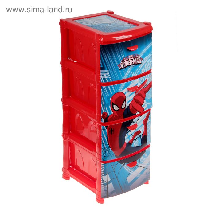 Комод "Человек-паук", 4 секции, цвет красный - Фото 1