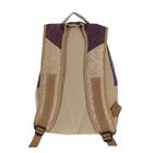 Рюкзак молодёжный на молнии, 2 отдела, 1 наружный карман, бежевый/коричневый - Фото 3