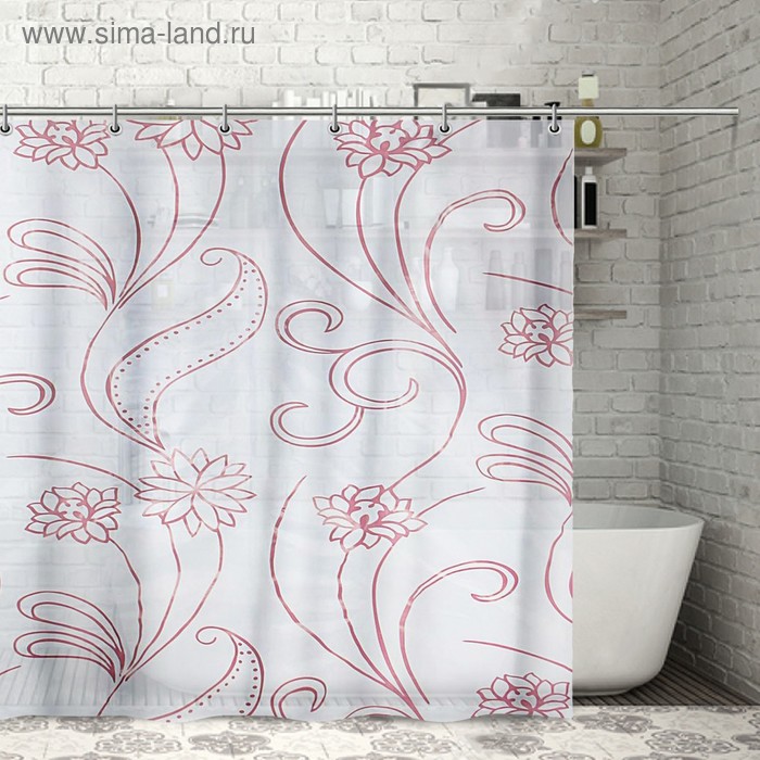 Штора для ванны Доляна «Цветы нарисованные», 180×180 см, EVA - Фото 1