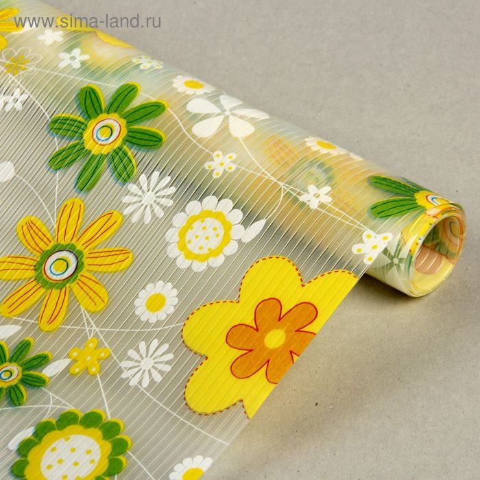 Коврик противоскользящий Доляна «Жёлтые цветы», 45×100 см - Фото 1