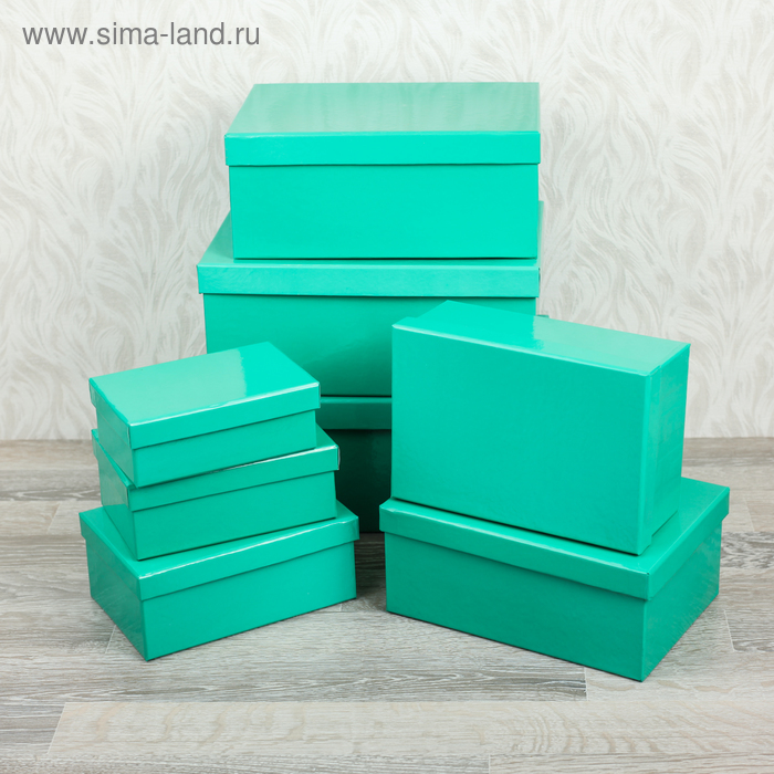 Набор коробок 8в1 прямоуг (29,5*19,5*12-14*8*4,5 см), зелёный - Фото 1