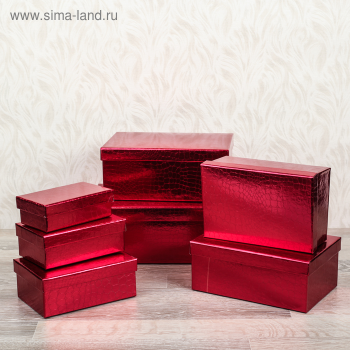 Набор коробок 7в1 прямоуг "Питон" (24,5*16,5*10,5-20*12*8,5 см), красный - Фото 1