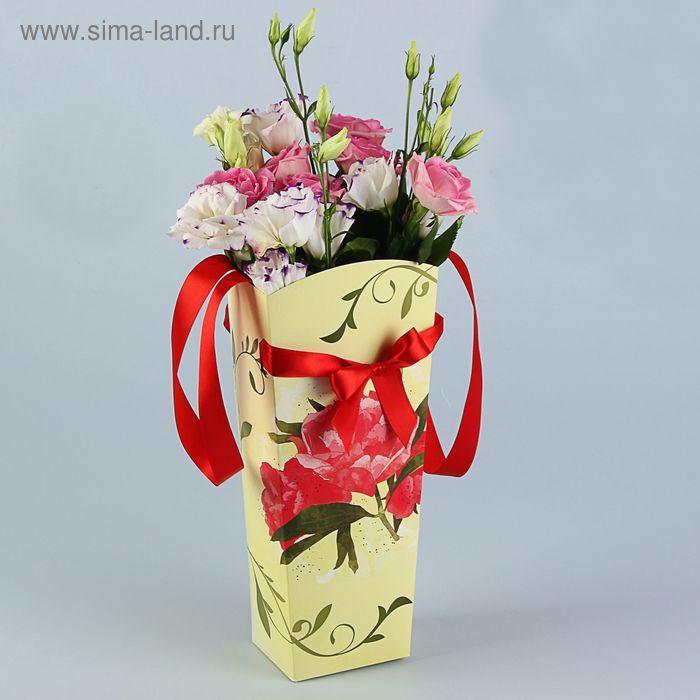 Пакет для цветов "Пион золотой" серия цветы, 15х13 см - Фото 1