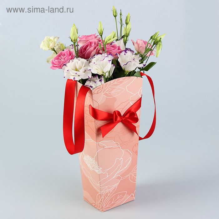 Пакет для цветов "Пион терракот" серия цветы, 15х13 см - Фото 1