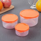 Набор контейнеров пищевых круглых Доляна, 3 шт.: 150 мл, 300 мл, 500 мл, прозрачные, крышка оранжевая - Фото 7