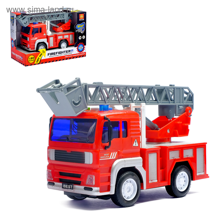 Машина инерционная «Пожарная охрана», световые и звуковые эффекты, масштаб 1:20, МИКС - Фото 1