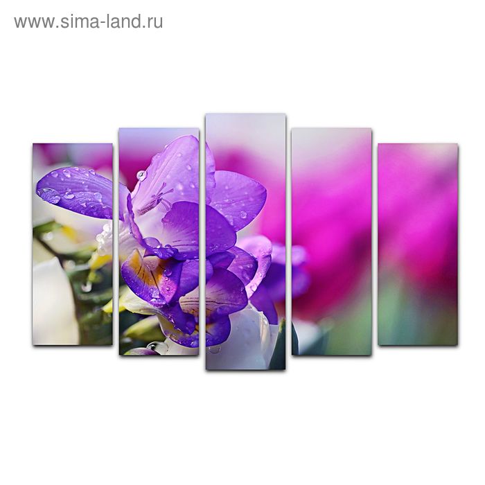 Картина модульная на подрамнике "Фиолетовый цветок" 125*80 см - Фото 1