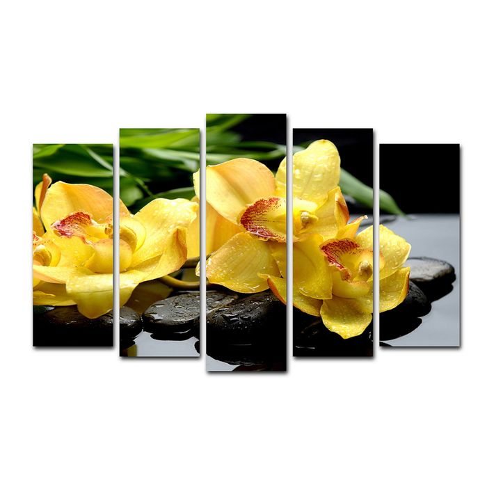 Картина модульная на подрамнике "Жёлтые орхидеи" 125*80 см - фото 1909754004