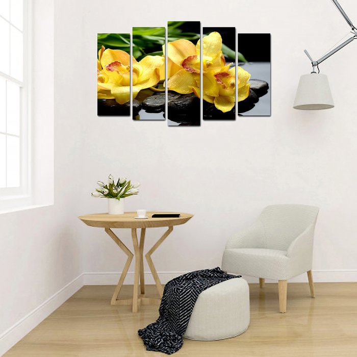 Картина модульная на подрамнике "Жёлтые орхидеи" 125*80 см - фото 1893607801