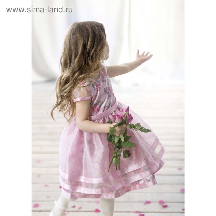 Платье для девочек, рост 110 см, цвет розовый - Фото 1