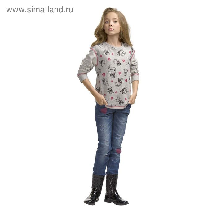 Джемпер для девочек, рост 116 см, цвет серый - Фото 1