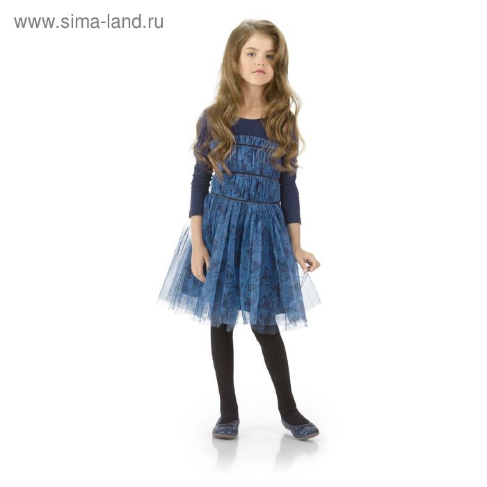 Платье для девочки, рост 128 см, цвет синий - Фото 1