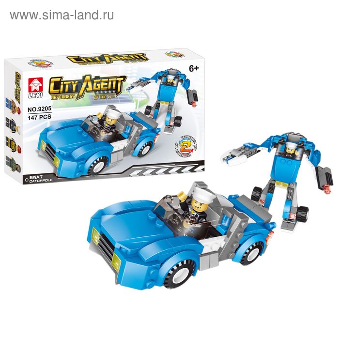 Конструктор «Полицейский автомобиль», 147 деталей, 2 варианта сборки - Фото 1