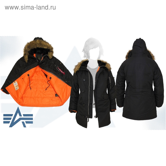 Куртка утеплённая женская N-3B W Parka Alpha Industries Black, M - Фото 1