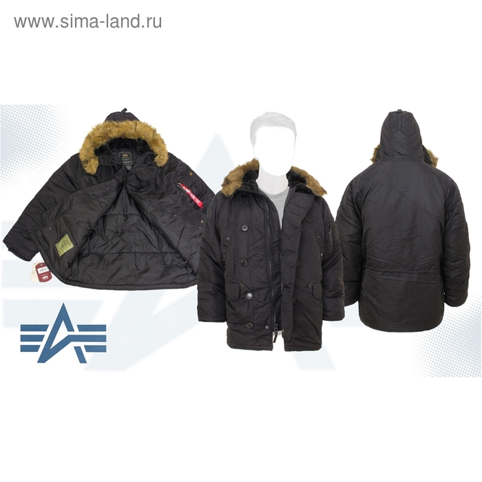 Куртка утеплённая N-3B Parka Alpha Industries Black, 2XL - Фото 1