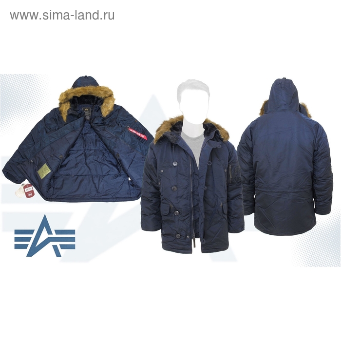 Куртка утеплённая N-3B Parka Alpha Industries Replica Blue, L - Фото 1
