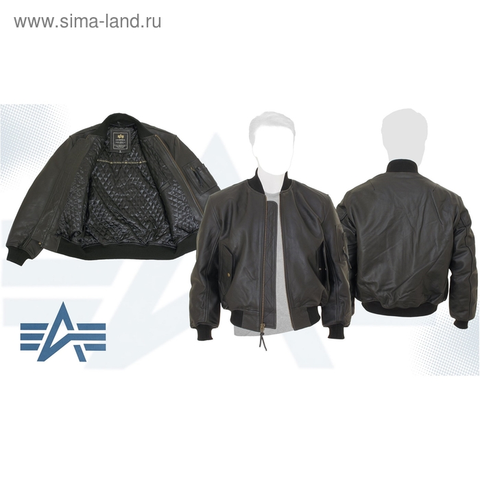 Куртка утеплённая Leather MA-1 Alpha Industries Black, кожа, L - Фото 1