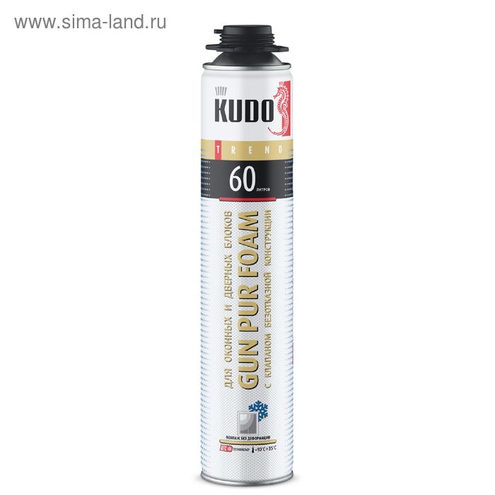 Профессиональная пена Kudo KUPTW10S60 TREND60 "Зима" для окон и дверных блоков, 1 л, 850 г - Фото 1
