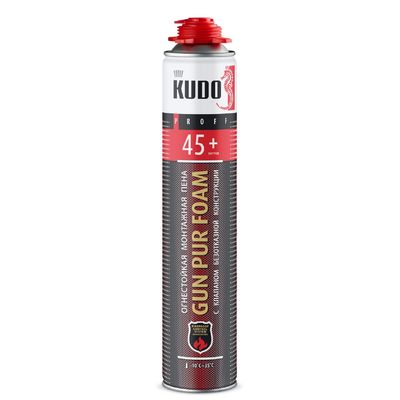 Пена монтажная огнестойкая Kudo KUPPF10U 45+ "Всесезонная" PROFF 45+, 1 л, 900 г