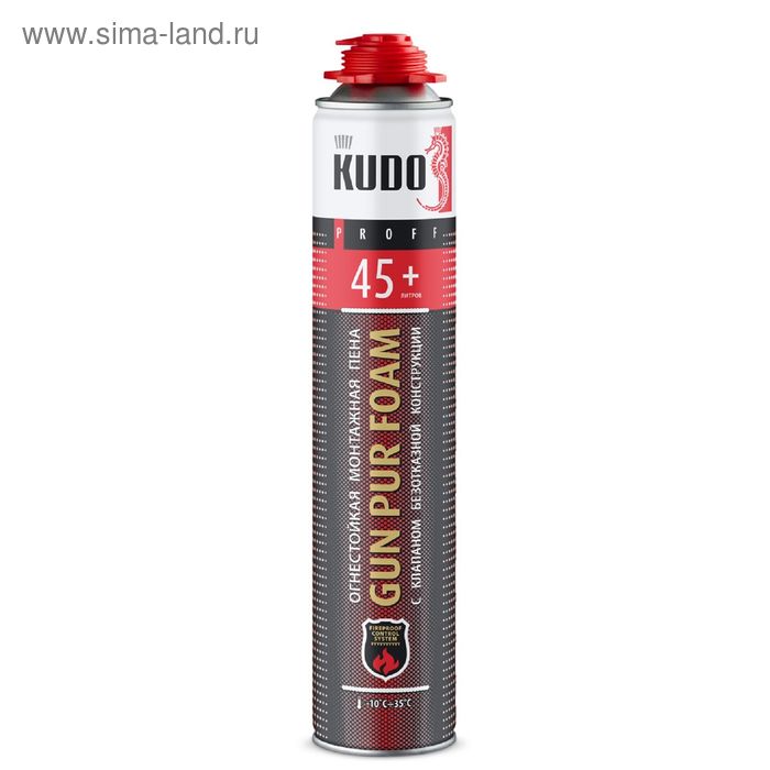 Пена монтажная огнестойкая Kudo KUPPF10U 45+ "Всесезонная" PROFF 45+, 1 л, 900 г - Фото 1
