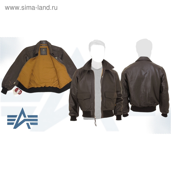 Куртка Leather A-2 (кожа) Alpha Industries Brown, M - Фото 1