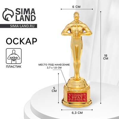 Кубок наградная фигура «Лучший брат в мире», оскар, золото, 18 см