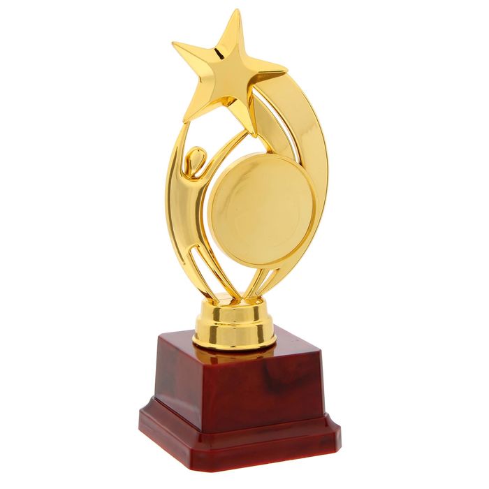 Наградная фигура под нанесение «Человек со звездой», золото, подставка пластик красная, 7 х 6,5 х 17 см; - фото 1890650619