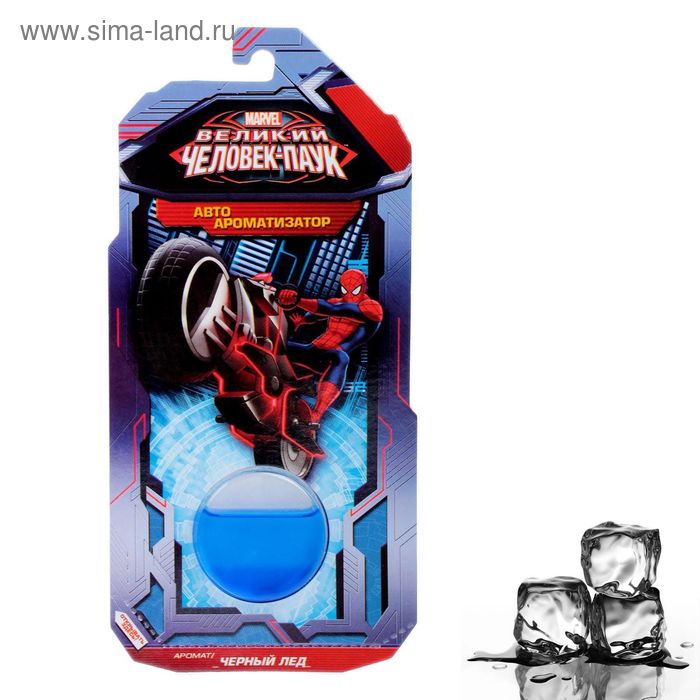 Ароматизатор в авто гелевый "Spiderman", Человек-паук, черный лед, 7,1 х 16,5 - Фото 1