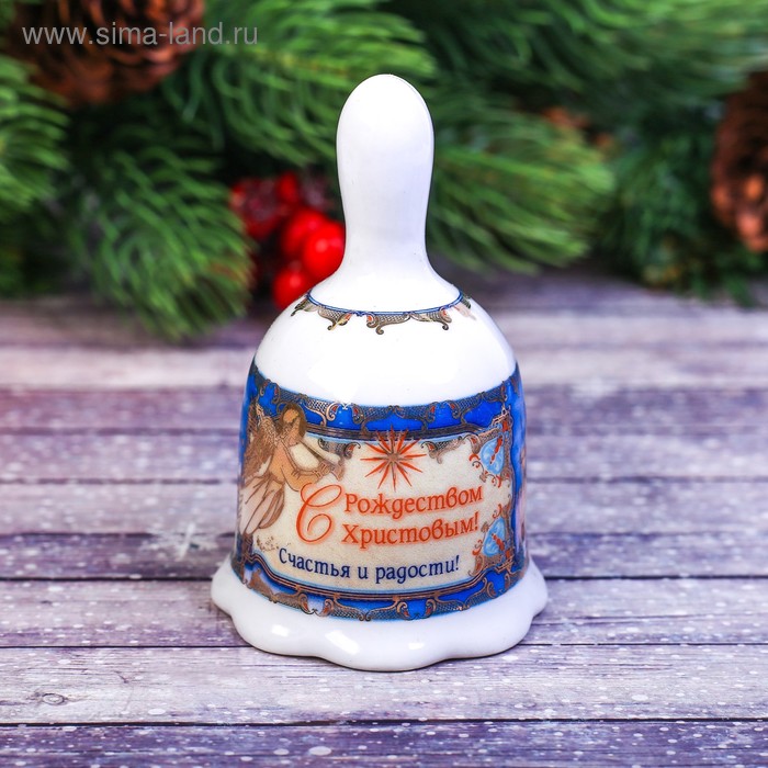 Колокольчик «Ангелы и пожелания», 5,5 х 9,5 см, керамика, деколь, золото - Фото 1